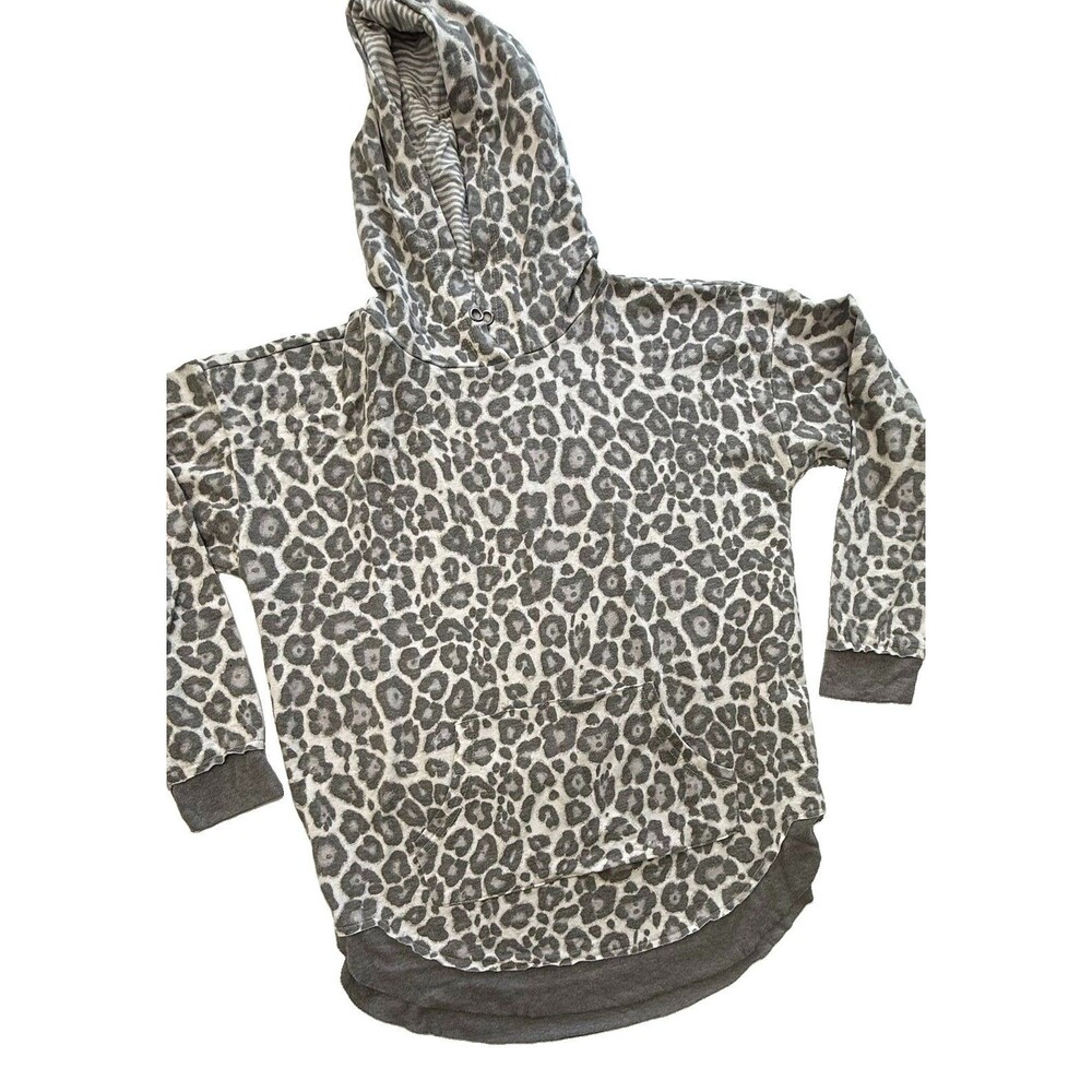 Maurices XL Leopard Print Hoodie Pullover Kangaroo Pocket Gray Animal Print